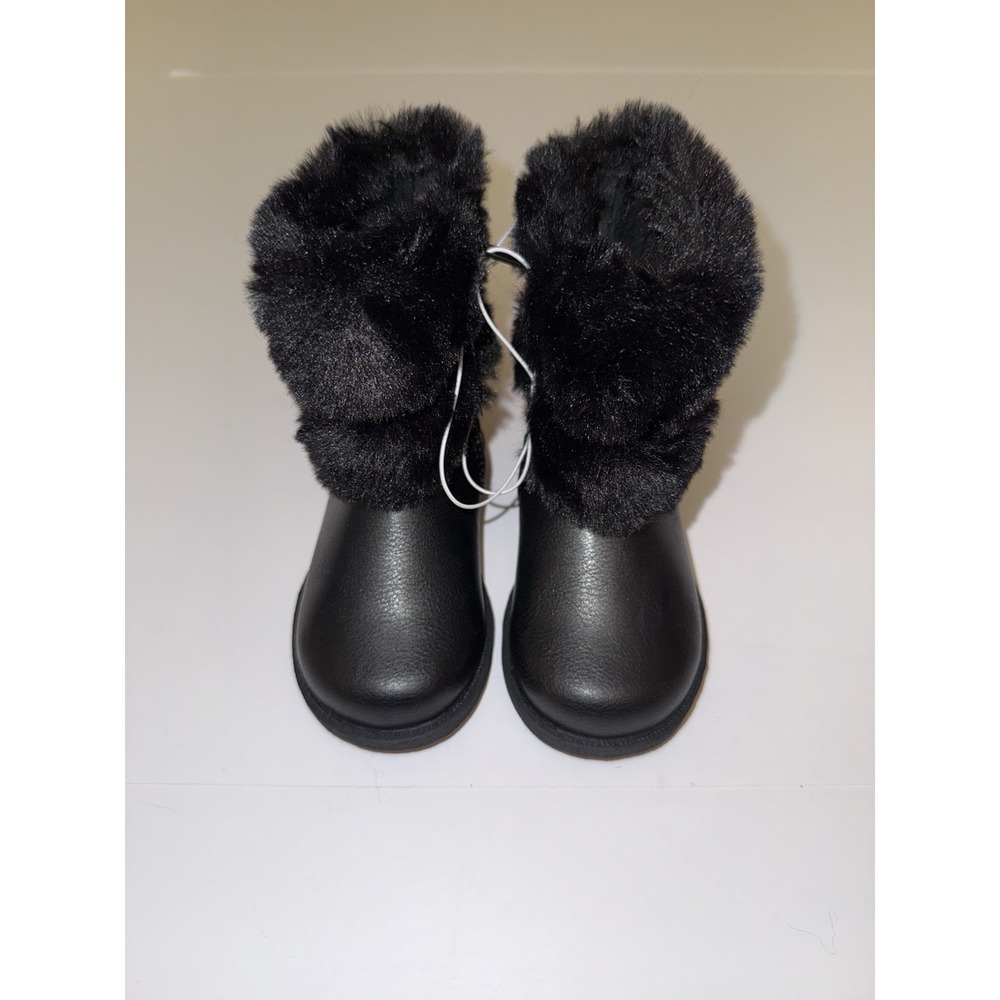 Rachel Shoes Girls Winter Boots 6 Black Faux Fur Zip Ankle Boots Snow Cozy NEW